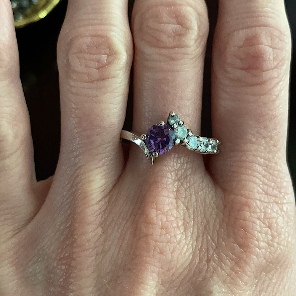 Sterling silver Amethyst and white Sapphire ring